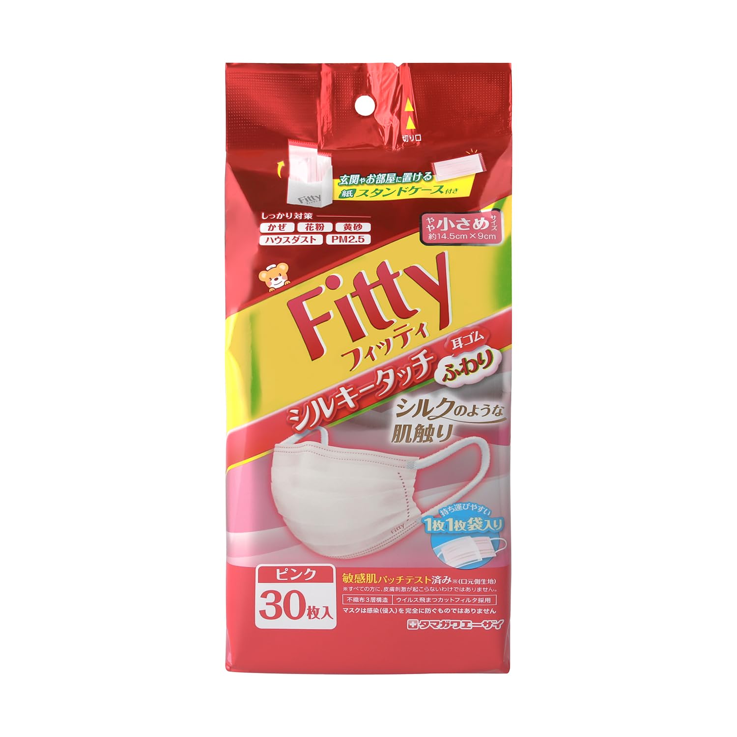(PM2.5対応) フィッティ シルキータッチ 耳ゴムふわり 30枚入 やや小さめサイズ ピンク商品画像