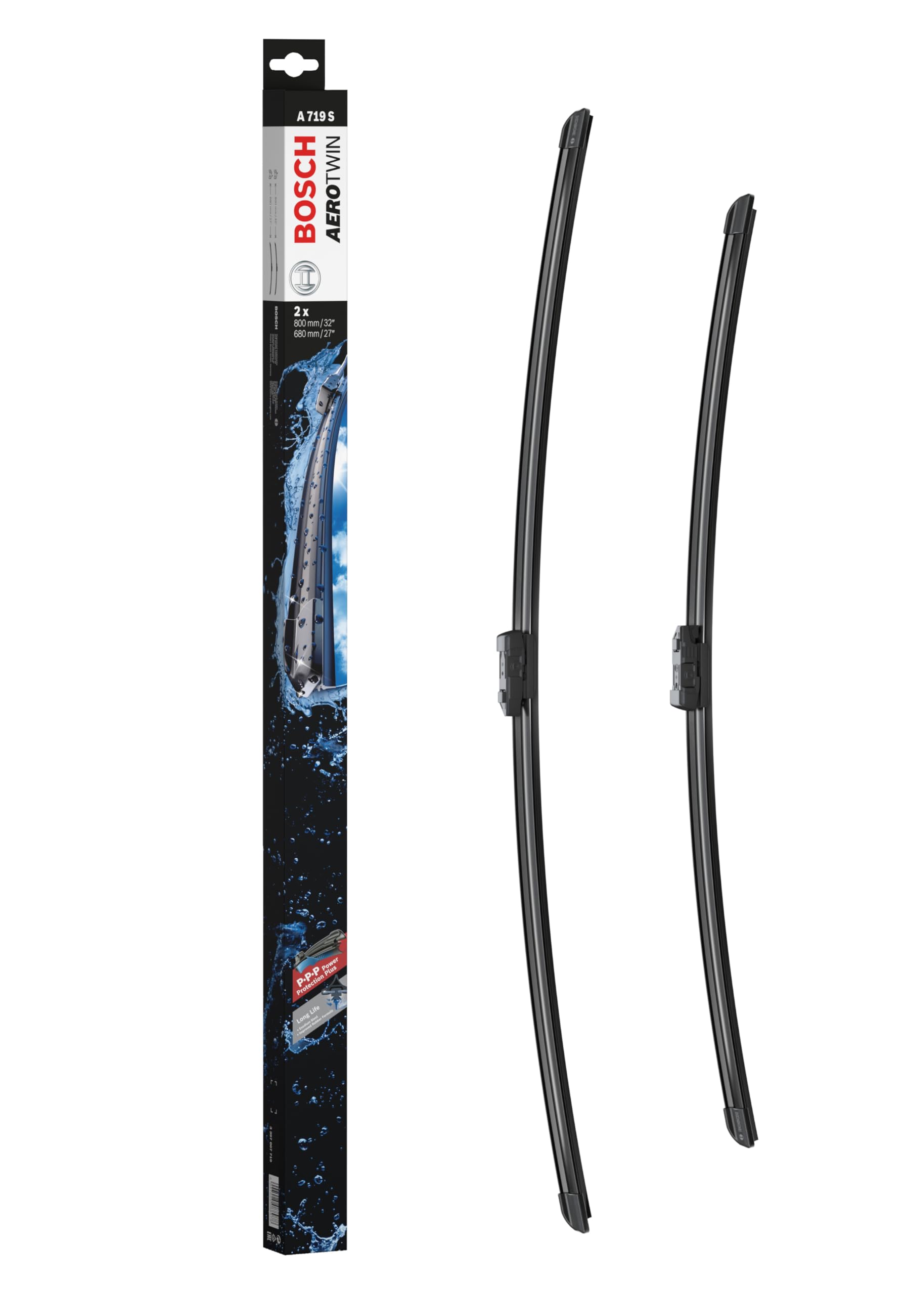 Bosch Wiper Blade Aerotwin A719S, Length: 800mm/680mm − Set of Front Wiper Blades