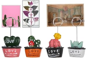 Beyonday 4pcs Table Number Stands - Resin Cactus, Place Card Decoration Birthday Wedding Favors, Desk Name Card Wire Clips Picture Menu Memo Holder Stand for Home Office (Cactus A)