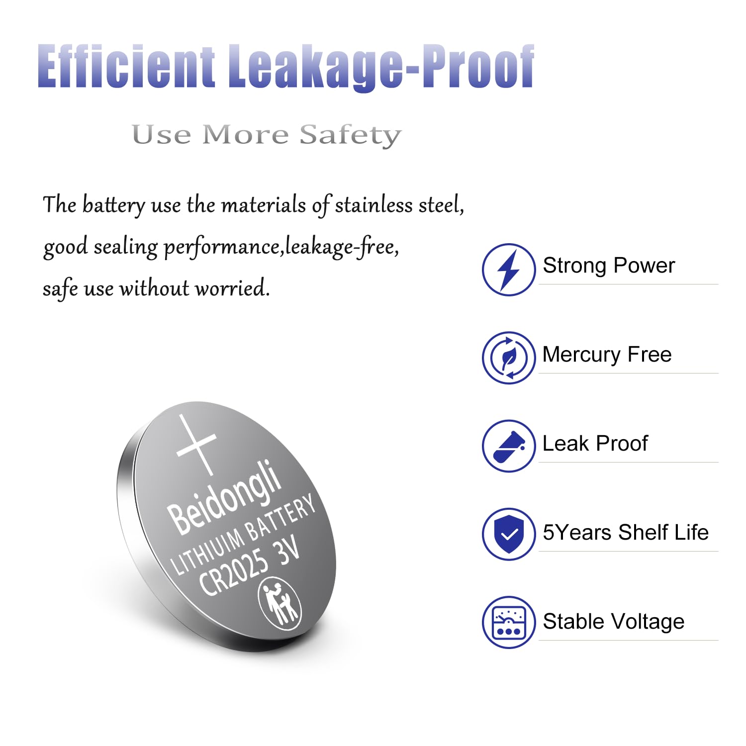 Beidongli CR2025 3V Lithium Coin Battery (10-batteries)【5-Year Warranty】