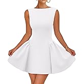 ZESICA Women's 2026 Summer Sleeveless Cocktail Mini Dress Boat Neck Backless Swing A Line Wedding Club Party Short Dresses
