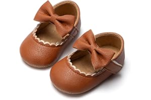 CENCIRILY Infant Baby Girls Mary Jane Flats Non Slip Soft Sole Prewalker Princess Wedding Dress Shoes