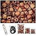 YUEAON 300pcs 10mm/12mm/17mm Natural Painted Wood Beads Round Loose Wooden Bead Bulk Lots Ball for Jewelry Making Bracelet Necklace DIY Craft Hair Dreadlock Macrame Accessories Supplies Assorted