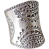 Sterling Silver Boho Large Statement Ring,"SilverShapes" Handmade Ethnic Geometric Engravings Hippie Gypsy Wide Band Adjustable Ring, Also as Thumb ring, Gift for Her