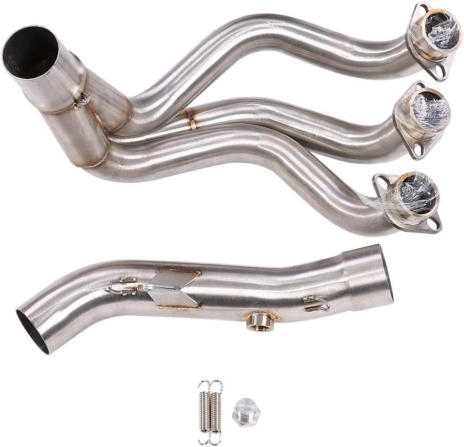 Exhaust Pipe, Motorcycle Full Exhaust System Vent Front Pipe Link Connect for MT-09/FZ-09 2014-2017