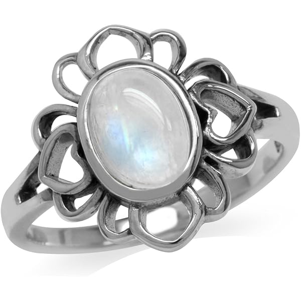 Silvershake 7x5 Mm Oval Rainbow Moonstone Ring - 925 Sterling Silver Triquetra Celtic Knot - View #6