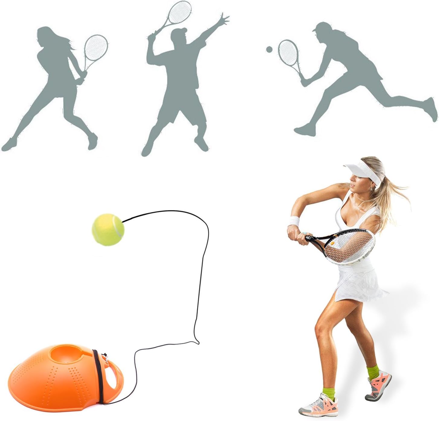 Springen Tennis Trainer Rebound Baseboard Tennis Ball Self-Study Practice Tool Equipment Sport Exercise for Beginner with 2 Balls : Sports & Outdoors