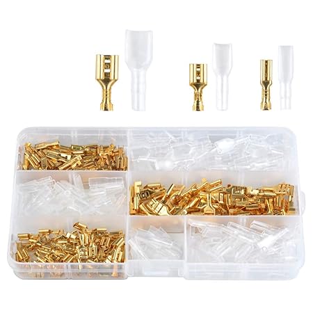 ATPWONZ 150 stück Flachsteckhülsen Flachstecker Spade Kabelschuhe Sleeve Terminal weiblich Flachsteckern Kabel Stecker mit Is