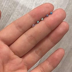 ZS 5 Pieces Opal Nose Studs 20 Gauge Nose Pin Blue