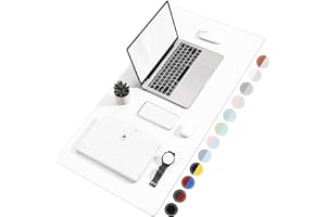 TOWWI Dual Sided Desk Pad, Large Desk Mat, Waterproof Desk Blotter Protector Mouse Pad, Leather Desk Pad Large for Keyboard and Mouse (36" x 17", White/Silver)