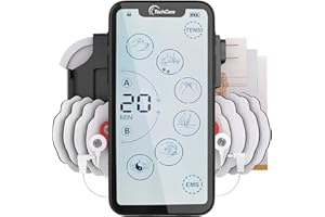 TECHCARE MASSAGER TENS Unit Muscle Stimulator – 24 Massage Modes, Touchscreen EMS Device, Dual Channel, Rechargeable, Deep Tissue Pain Relief for Back, Shoulder, Sciatica, Tendonitis, Plantar Fasciitis,8 Electrodes