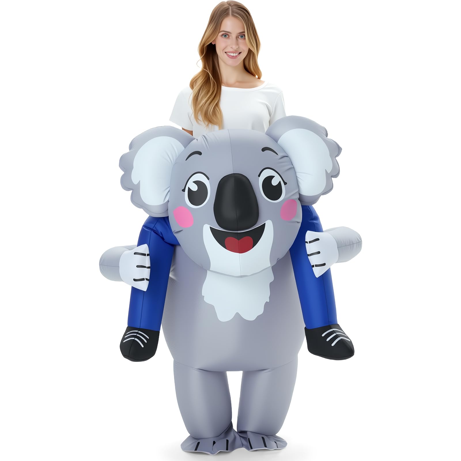 Photo 1 of VioraWhite Adult Inflatable Costume Ride on Halloween Blow up Costume for Men Women Thanksgiving Christmas Carnival Cosplay(Koala)