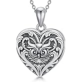 SOULMEET Heart Shaped Bird Locket Necklace That Holds Pictures Photo Sterling Silver Animal Jewelry Personalized Locket Necklace