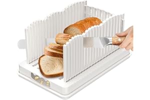 Baking & Pastry Utensils Bread Slicer Foldable and Adjustable Cutting Guide with Crumb Tray for Bagels Buns Cakes Toast Sandw