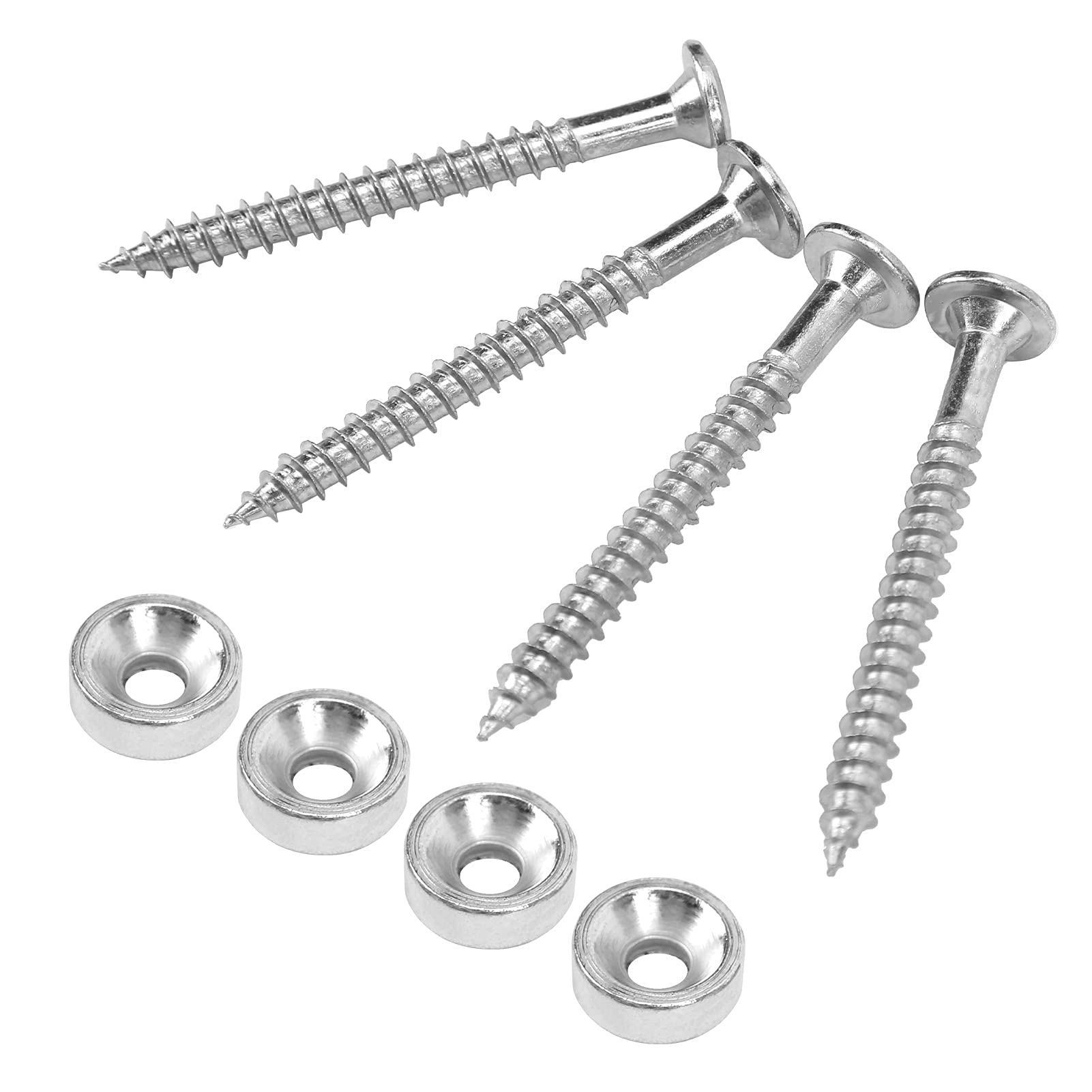 4 Sets Guitar Neck Joint Bushing Set Bass Neck Mounting Screws Metal Ferrule Bolt Accessory for Electric Guitar and Bass(silver)