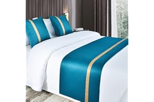 ROTAPUZ Bed Runners for Queen Size Bed, 240X50cm, Blue, Polyester, Striped, Modern, All Seasons, Summer, Machine Wash, 1 Count