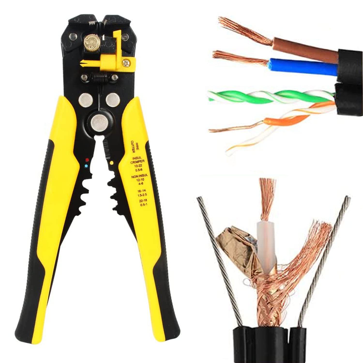 Electrical Wire Striper, Wire Cutter for Fencing Cable Cutter Quickwire Splitter Electrical Snips Cable Cutter Heavy Duty Cable Crimping Tool Wire Cutters Heavy Duty Terminal Crimper Electricians