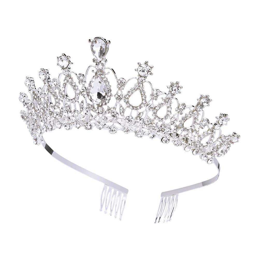 Makone Crystal Crowns and Tiaras with Comb for Girl or Women Birthday Halloween Party Valentines Gifts Wedding Tiaras (Style-5) : Beauty