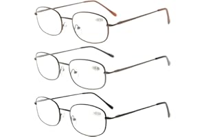 Eyekepper 3 Pack Metal Frame Spring Hinged Arms Reading Glasses (Brown/Gunmetal/Black) Valupac Metal Readers +2.50