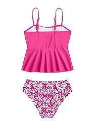 SHENHE Girl's 2 Piece High Waisted Ruffle Waffle