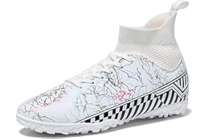 DHOVOR Boys Girls High-Top Soccer Cleats Youth Football Cleats Comfortable Turf Indoor Soccer Shoes for Kids Outdoor/Indoor/C