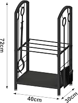 AMOS Firewood Log Rack Holder with 4 Piece Fireplace Tools Set Black Indoor view 5