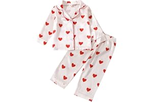 SAYOO Kids Baby Girl Boy Satin Pajamas Set Button Down Sleep Shirt Top+Long Pants Bottoms Sleepwear Loungewear Clothes