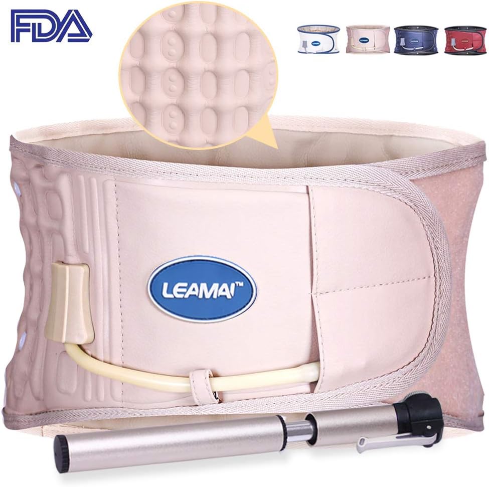 LEAMAI Decompression Back Belt Back Brace Back Pain Lower Lumbar Support Size S,L,XL(25"-55") Four Colors for Men&Women.S