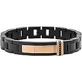 Men's Premium Stainless Steel - Accented ID Bracelets Collection - Hypoallergenic, Fold Over Clasp, Various Lengths