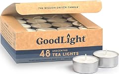 GoodLight Unscented Tea Lights Candles, 48 Paraffin-Free Tealight Candles | Clean-burning Palm-wax, Cotton Wick, Natural Home