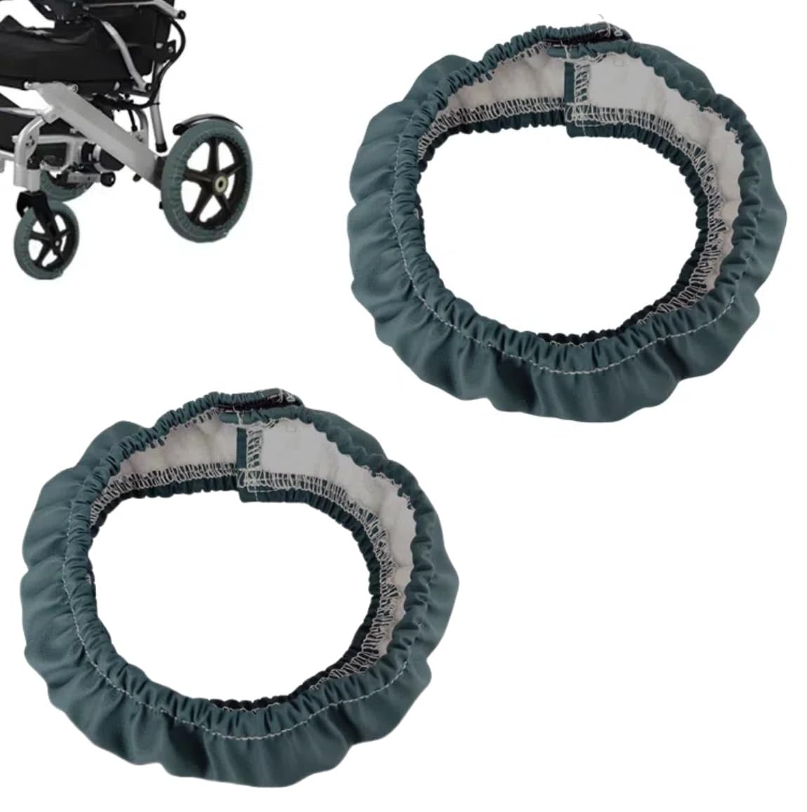 2Pcs Wheelchair Tire Covers for 7’’ Front Wheel to Protect Floors Carpets, 7’’ Non-Slip Wear-Resistant Wheelchair Tyre Covers，Dark Green Wheelchair Tyre Covers