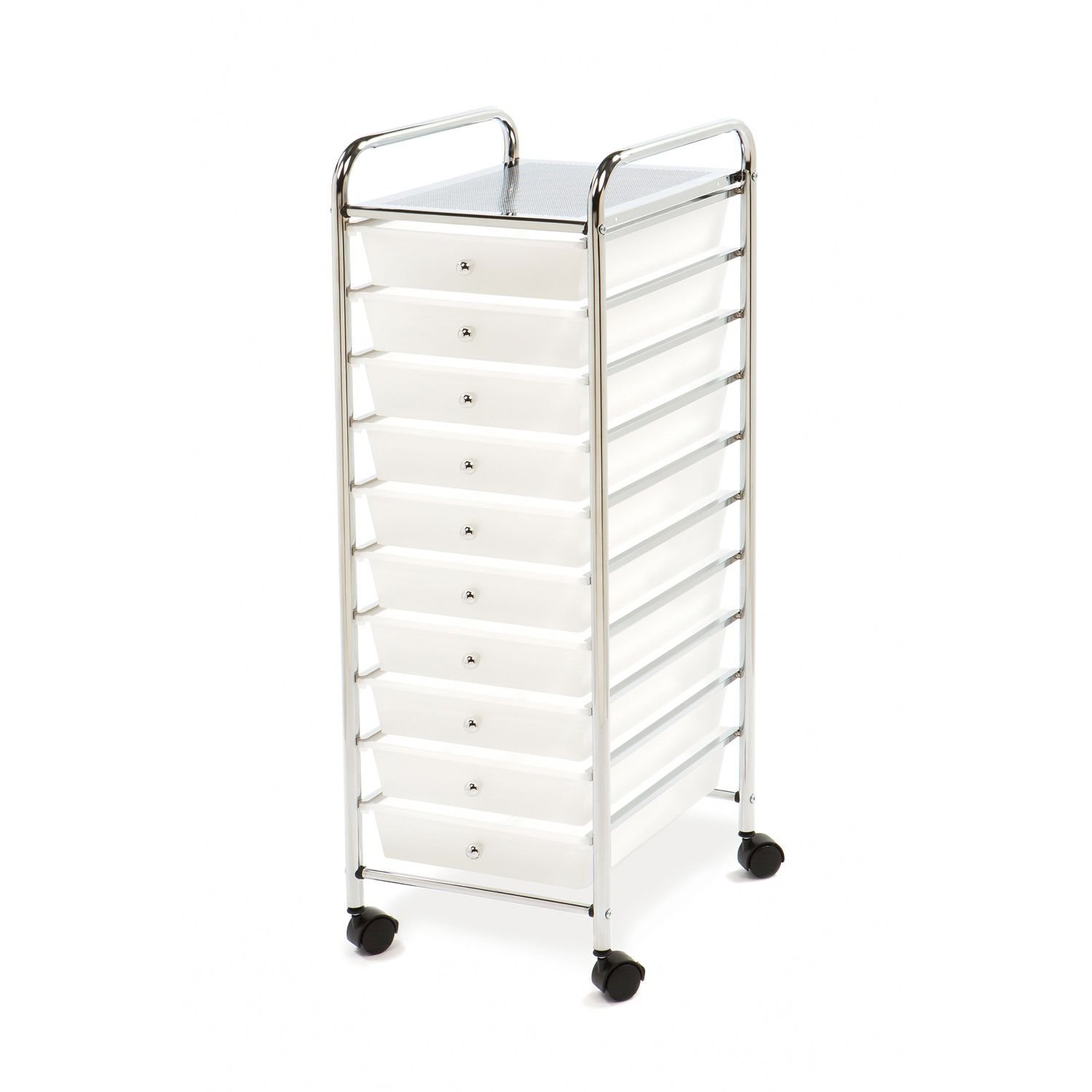 Seville Classics 10-Drawer Organizer Cart, Silver, Large