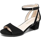 DREAM PAIRS Girls Sandals Chunky Pump Ankle Strap High Heels Dress Open Toe Flower Wedding Party for Little Big Kid