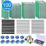 AUSTOR 100 Pcs PCB Board Kit Including 30 Pcs PCB Boards 30 Pcs 40 Pin 2.54mm Header Connector(Bonus: 10 Pcs 2P&3P Terminal Blocks and 30 Pcs Caps)