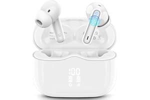 XINWLD Wireless Earbuds, Bluetooth 5.4 Headphones in Ear with 4 ENC Noise Cancelling Mic, New Wireless Earphones HiFi Stereo Deep Bass 40H Playtime, In-Ear Bluetooth Earbuds LED Display IP7 Waterproof, White