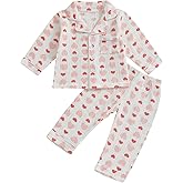 Nokpsedcb Toddler Boy Girl Valentines Pajamas Cute Heart Print Long Sleeves Shirt and Elastic Pants Loungewear Sleepwear