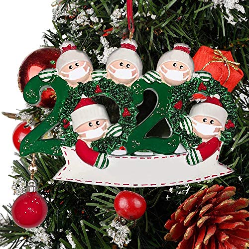 EKUPUZ 2020 Personalized Christmas Hanging Ornaments,with Mask Writable Ornaments Snowman Christmas Decorating Kit Creative Gift DIY Name, Family Ornament Christmas Decorations