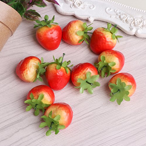 Aixia 10Pcs Fake Strawberry, Foam,Artificial Fruit,Kids Play house Toys ,Home Wedding Party Garden Decor