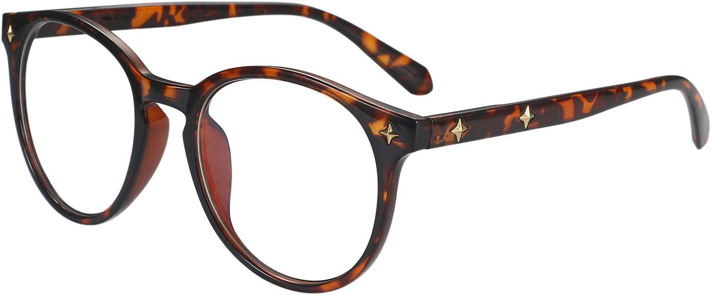 Aroncent Men Women Classic Round Blue Light Blocking Non-Prescription Frosted Eyeglasses Frame