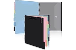 Uquelic Clipboard with Folder Organizer, 12 Pockets Project Organizer - Refillable Lined Notepad (11" x 8.5"), Hardcover Project Organizer with Stay-Put Tabs (Macaron 1 Pack)