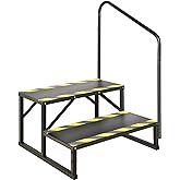 TOCRETOARE RV Steps with Handrail, Hot Tub 2 Steps with Handrail, Portable Stairs Steps for 5th Wheel RV, Mobile Home Stairs Outdoor RV Step Ladder for Camper and Porch with Non Slip Assist Handrail