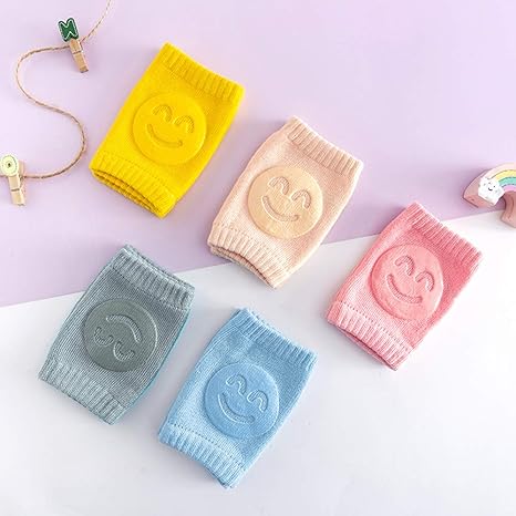 Nyarra Smiley Baby Knee Pads for Crawling, Elbow Safety Protector, Stretchable Anti-Slip Padded