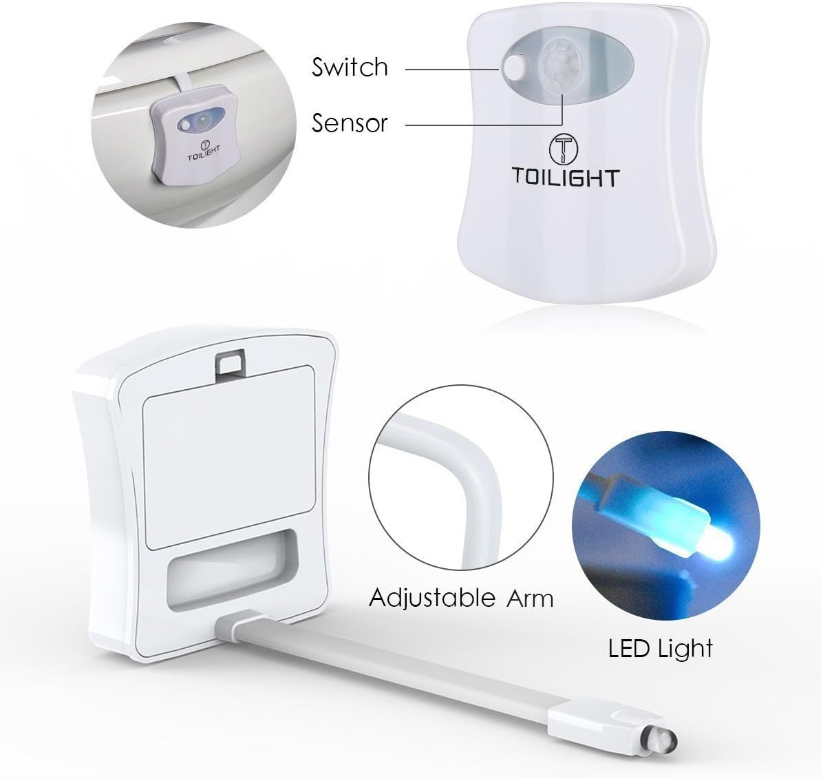The Original Toilet Night Light Tech Gadget. Fun Bathroom Motion Sensor LED Lighting. Weird Novelty Funny Birthday Gag Stocking Stuffer Gifts Ideas for Him Her Guy Men Boy Toddler Mom Papa Brother: Home Improvement