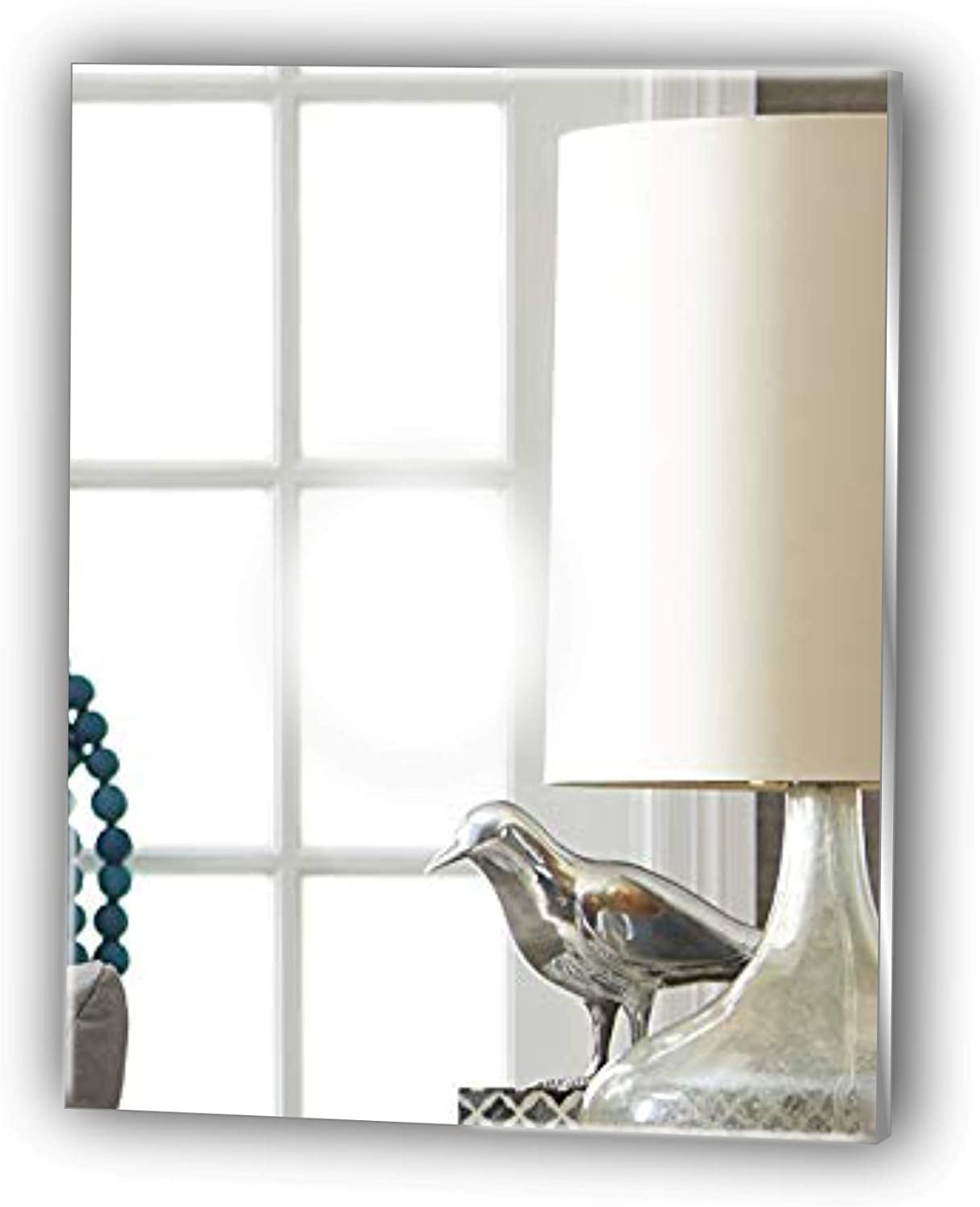 Frameless Rectangle Mirror Stick on Mirror No DIY Complete Kit