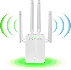WiFi Extender, 1200Mbps WiFi Range Extender, 2.4 & 5GHz Wireless Signal Repeater Booster, Covers Up to 2500 sq.ft and 20 Devices, Extend WiFi Signal to Smart Home & Alexa Devices