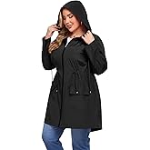 ZOMVA 2025 Plus Size 1X-5X Rain Jacket Coat Long Lightweight Raincoat with Hood Windbreaker Waterproof Jackets with Pockets