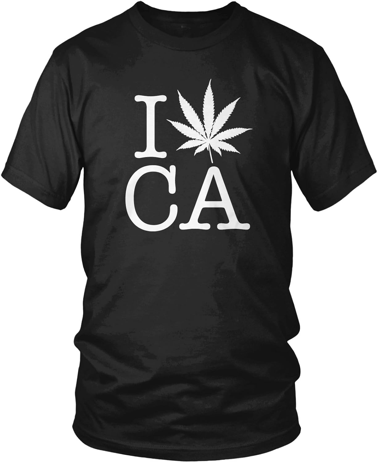 Amdesco Men's I Love CA, Pot Leaf Cali Weed T-Shirt