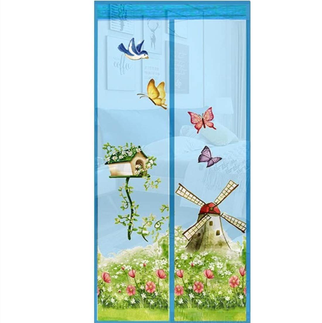 Magnetic Door Magnetic Insect Door Screen Door High Density Curtain Fly Bug Mosquito Mesh Curtain Size:90 * 210cm (color6) Blue