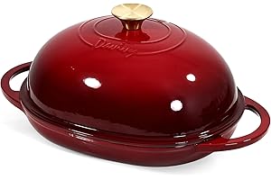 Davivy 6QT Oval Cast Iron Dutch Oven with Domed Lid, Bread Dutch Oven for Sourdough Bread Baking, Enameled Oval Sourdough Bre