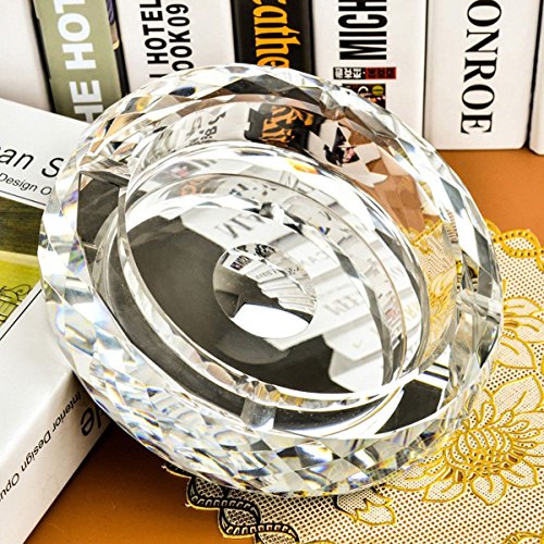 SSBY Crystal Ashtray Fashion And Creativity Personalized Gifts Tuba European Ashtray Office/Living Room/Restaurant Minimalist Crystal Glass Ashtray 20Cm Golden